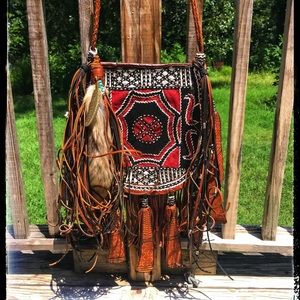 Vintage 1960’s RARE handmade leather gypsy purse